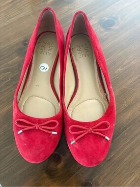 Naturalizer Red Suede Bow Ballet Flats - Women's